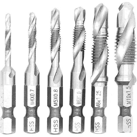 Satz mit 6 metrischen Verbundspiralbohrern M3 M4 M5 M6 M8 M10 Handwerkzeug zum Bohren (1/4)