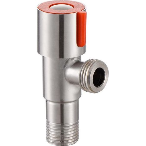 Robinet d'arrêt triangulaire en acier inoxydable 304 pour eau chaude et froide, noyau en cuivre, pour salle de bain, cuisine, toilettes et lavabo, outil de remplacement 1/2, 1 pièce (rouge)
