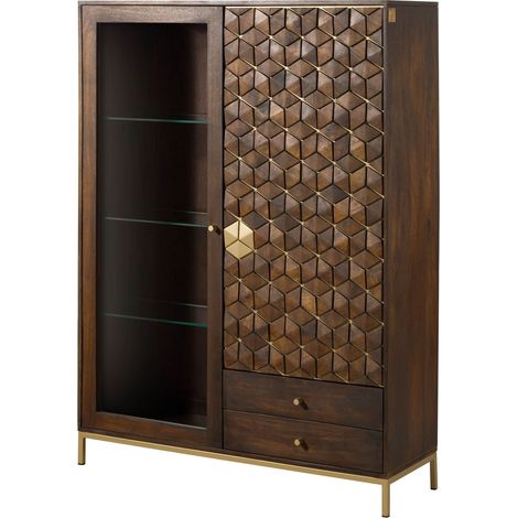 Highboard Mango 120x40x165 braun geölt DIAMOND 217 (1/4)