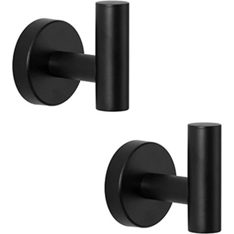 Patère - Inoxydable - Noir - 2PCS - Support Mural - Design Contemporain - Résistant à la Rouille (1/4)