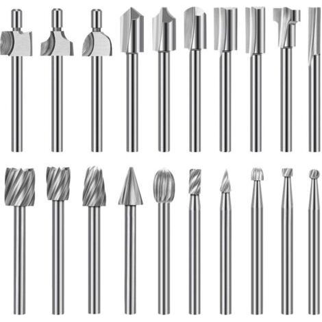 High Hardness Engraving Drill Bits Set, 10pcs HSS Carbide Engraving Bits & 10pcs Router Bits 1/8"(3mm) Shank for Rotary Tools for Wood DIY, Carving, Drilling, Engraving, Woodworking (1/5)