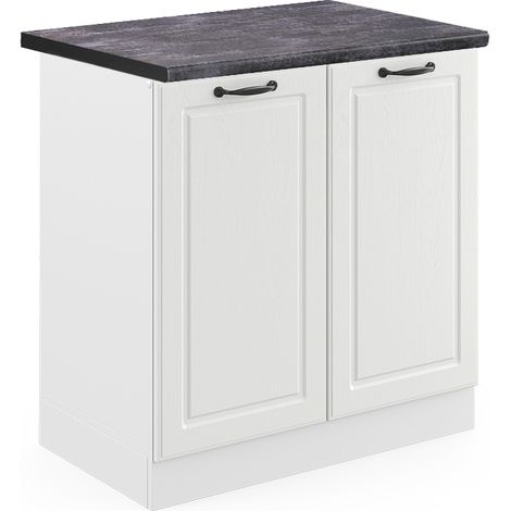 Spülenunterschrank R-Line, Weiß Landhaus, 80 cm , AP Anthrazit, Vicco