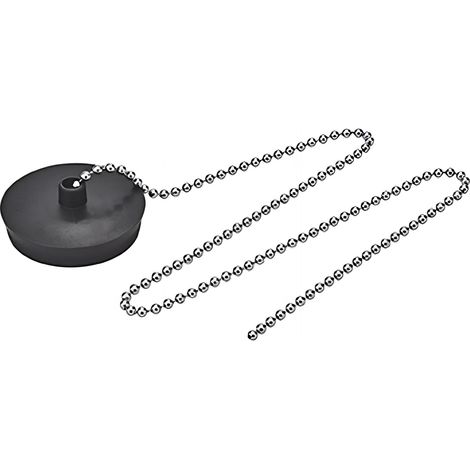 BOUCHON PVC NOIR AVEC CHAINETTE ANNEAU (1/3)