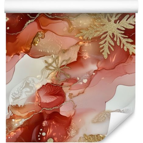 Papier peint orange et rouge encre pour salon et chambre 50x1000 cm (1/5)