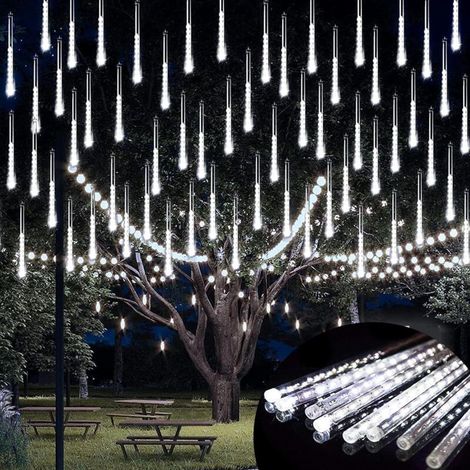 [NEVER USED]  Meteor Shower Lights, 30cm 8 Tubes 192 LEDs Outdoor Christmas Lights, IP55 Waterproof Meteor Shower Lights for Christmas Party Wedding Garden Tree Decoration (White)