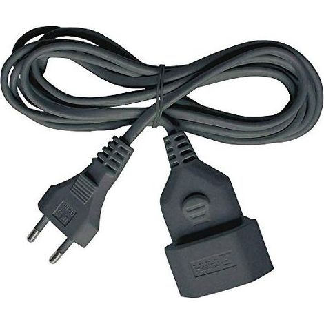 Rallonge électrique IP20 3 m H03VVH2-F 2 x 0,75 avec prise européenne