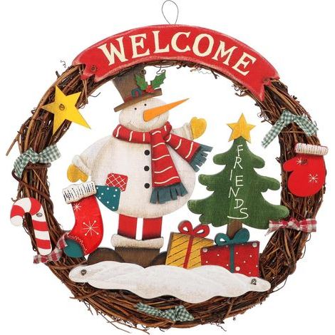Geflochtener Weihnachtskranz, Türkranz zur Begrüßung, hängende Weihnachtsdekoration, ca. Ø 24 cm (1/5)