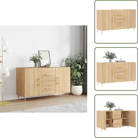 The Living Store Credenza Rovere Sonoma 100x36x60 cm in Legno Multistrato - Credenza moderna