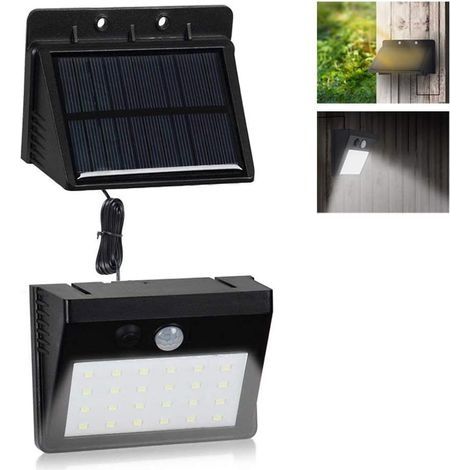 Applique murale séparable solaire 6W 30 LED, panneau sans fil étanche extérieur avec capteur de mouvement PIR de sécurité, 500lm + 3 modes d'éclairage pour abri de jardin, garage, sous-sol (lot de 2) (1/5)
