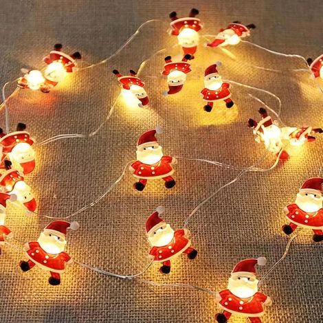 Guirlande lumineuse intérieure avec batterie, 2 m, 20 LED, décoration de Noël, rideau lumineux extérieur, blanc chaud, éclairage de Noël extérieur, guirlande lumineuse LED pour fête, Noël, (1/5)