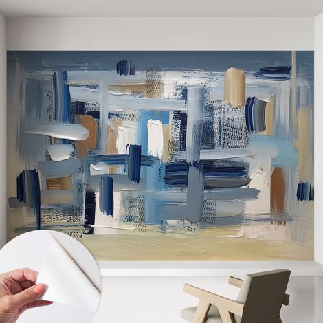 Papier peint adhésif décoratif pour salon chambre et cuisine Facile à poser avec colle Pinceaux abstraits 152x104 cm (1/5)