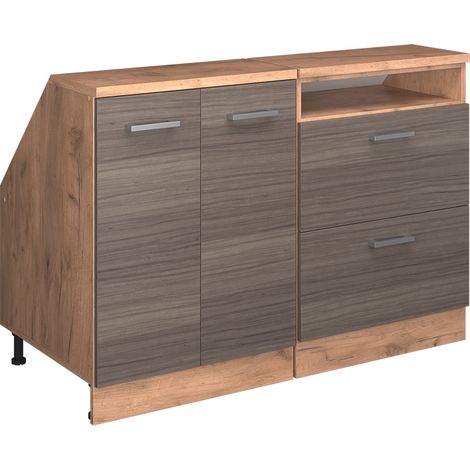 Meuble sous pente R-Line, Gris noble, 120cm Lot de 2 caissons 60 cm de profondeur, Vicco