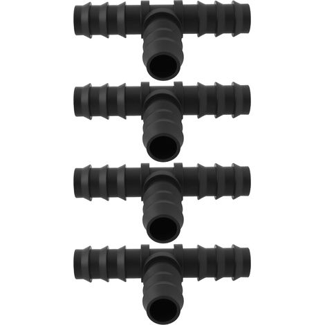 JSSEVN - Juego de 4 conectores en T de plástico para manguera de riego por goteo, conector de púas para jardín. (1/5)