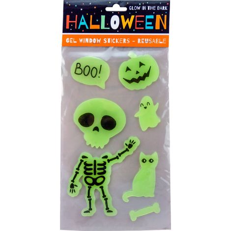 Adesivi per finestre in gel di silicone fluorescenti a forma di scheletro di Halloween (1/2)