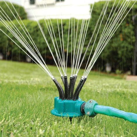 Système d'irrigation pour pelouse avec tuyau d'arrosage – Arroseur de jardin automatique multi-têtes à 360° (1/5)