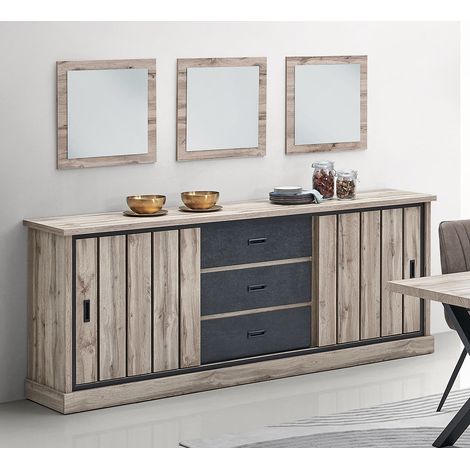 Buffet/bahut contemporain 225 cm chêne canada Emilia (1/5)