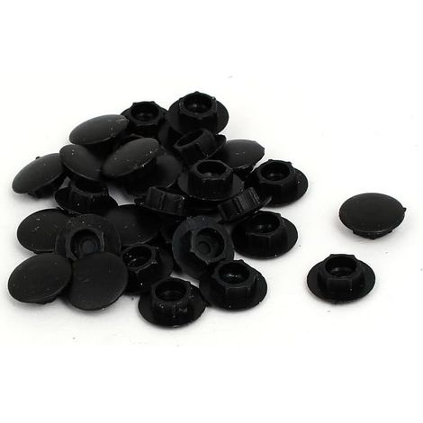 mm Durchmesser, sechseckige Kunststoff-Schraubenkappen-Abdeckkappen für Bodenlöcher, schwarz, 30 Stück (1/5)