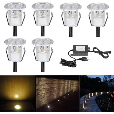 LED Spot Encastrable Extérieur, Mini Spots Encastré, IP67 Étanche, Ø30mm, DC12V, éclairage pour Jardin Terrasse Escalier Deck en Bois Patio Décoration(Blanc Chaud,6 kit) (1/5)