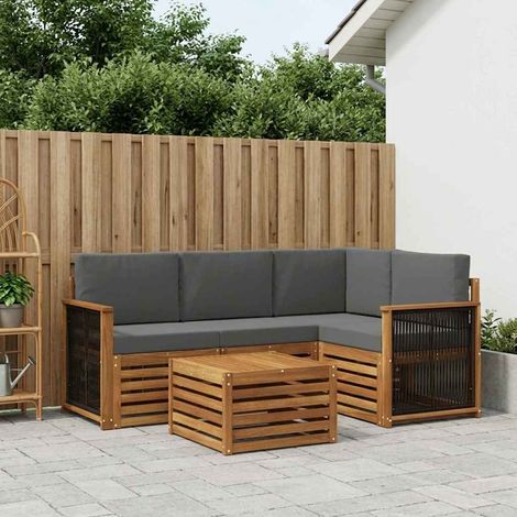 vidaXL Ensemble de canapés d'extérieur 5 pcs Naturel et Anthracite (1/5)