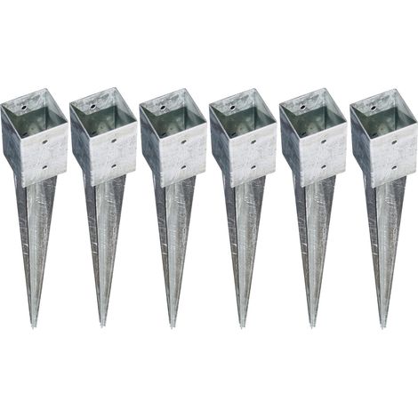 6x Bodenhülse Einschlagbodenhülse 7x7 cm Einschlaghülse Pfostenträger verzinkt (1/2)