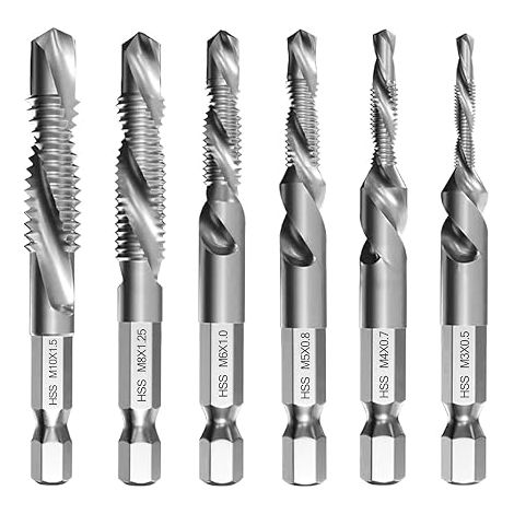 Forets Taraudeurs M3 M4 M5 M6 M8 M10 Tige Hexagonale 6 mm Taraud Machine Perçage Taraudage Outils (1/5)