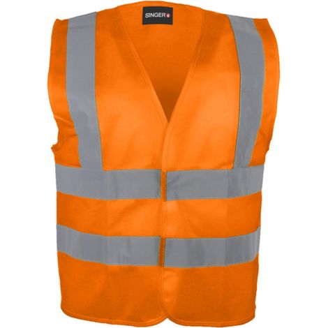 Gilet haute-visibilité oraneg polyester Fermeture auto-agrippante 4 bandes - SINGER - GIL4BO XXL (1/2)