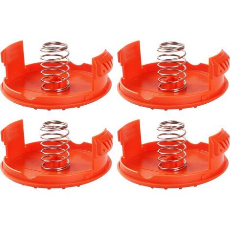 Lot de 4 capuchons de bobine + 4 pièces de rechange pour ressorts compatibles avec les coupe-bordures BLACK+DECKER RC-100-P (1/5)