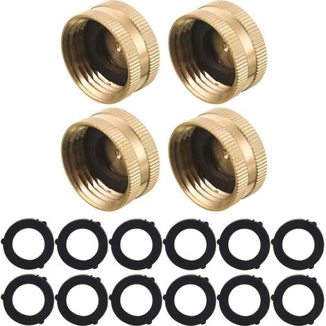 Lot de 4 embouts femelles en laiton pour tuyau d'arrosage 1,9 cm avec 12 rondelles supplémentaires (1/5)