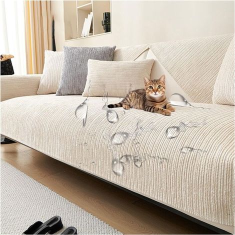 Bardusch-Housses de canapé imperméables en chenille anti-griffures pour animaux, beige, 90x210 cm (1/5)