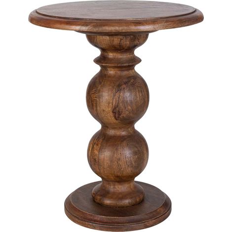 Mesa auxiliar de madera artesanal marrón 47x47x57h cm (1/5)