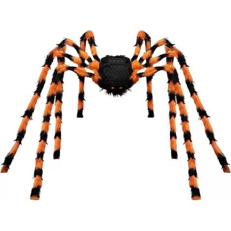 Décoration d'Halloween, araignée, 124,9 cm, araignée géante décorative pour Halloween, effrayante, poilue, fausse araignée aux yeu (1/5)