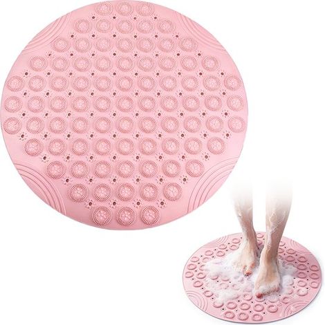 Alfombrilla de baño redonda antideslizante, Para duchas, baños y aseos, Alfombrilla de baño impermeable, Lavable a máquina, 55 x 55 cm (1/5)