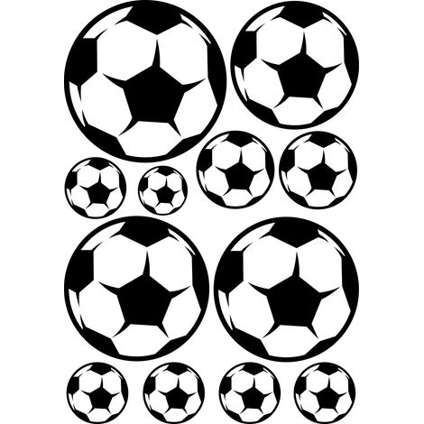 Sticker Mural - Kit 12 Ballons de foot - 17x24.5 cm - Noir (1/2)