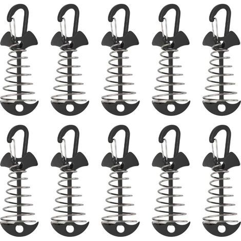 Piquets d'ancrage de terrasse, 10 pièces en alliage d'aluminium coupe-vent avec boucle à ressort, ancre portable pour le camping en plein air (1/4)