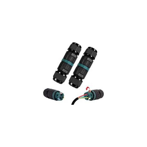 Lot De 2 Connecteurs Électriques Étanches IP68 3 Broches Pour Câble Ø9-12mm Boîte Dérivation Extérieure Jardin Souterrain (1/3)