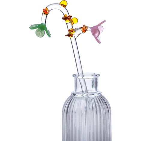 Bouquet de fleurs en verre soufflé à la main, ornement décoratif pour le bureau, la maison ou une fête. (1/5)