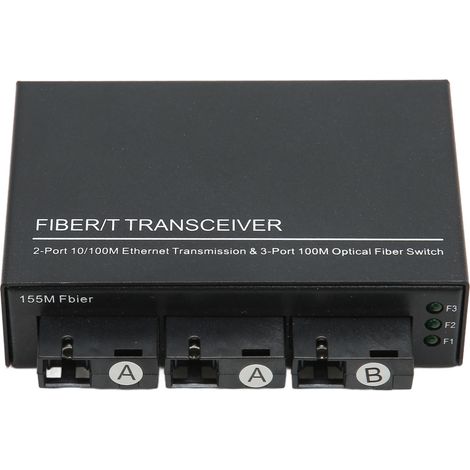 Singlemode-Ethernet-Glasfaser-Medienkonverter Tx1310 nm 10/100 Mbit/s, RJ45-Anschluss, EU-Stecker 100–240 V (1/5)