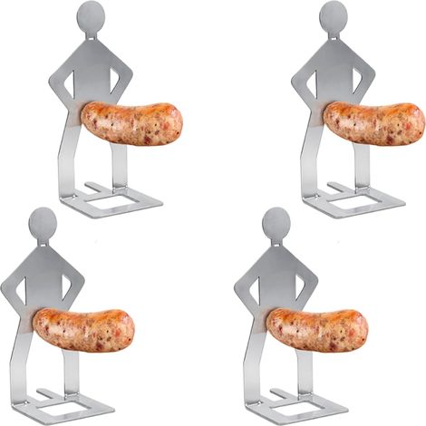 Support Saucisse Acier Inoxydable - Accessoire Barbecue Extérieur - Design Homme Humoristique - Ensemble 4 Pièces (1/5)