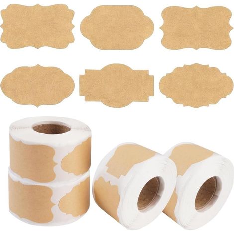 1200 Pièces Étiquettes Autocollantes en Papier Kraft,Vintage Étiquettes Adhésives Kraft,Auto Adhésifs Etiquettes Congélateur Vierges pour Cadeaux,Pots en Verre,Confitures et Décorations DIY (1/5)