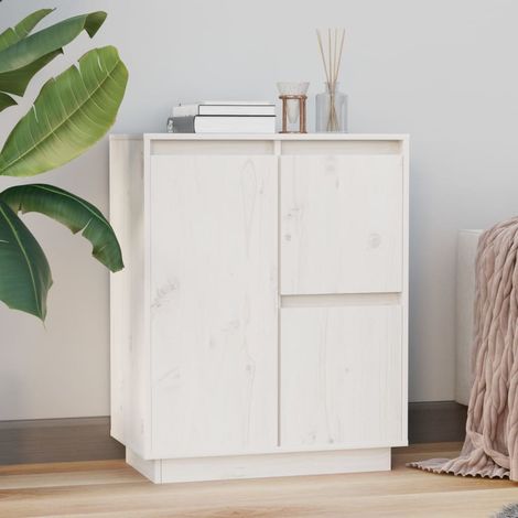 Sideboard Weiß 60x34x75 cm Massivholz Kiefer
