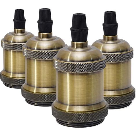 Douille E27 Vintage De Lampe,Douille Ampoule,Céramique Adaptateur Support De Lampe Pour Décorer Les Bars,Restaurants,Chambres,Cours 4 Pièces Bronze Socket (1/5)