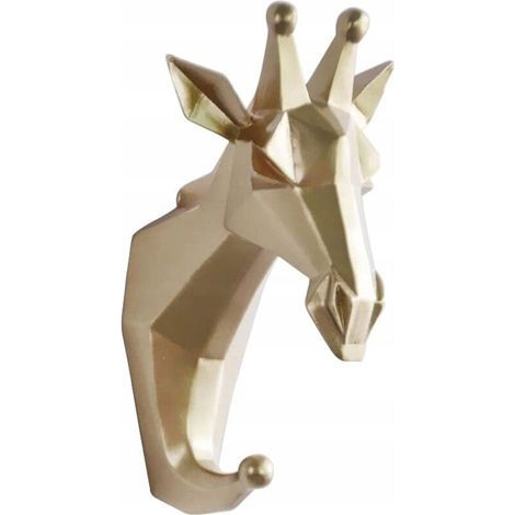 Wandhaken, selbstklebender Tier-Kleiderhaken aus Kunstharz, Handtuchhaken, Wand-Türhaken zur Aufbewahrung und Organisation von Kleidung und Handtüchern, goldene Giraffe (1/5)