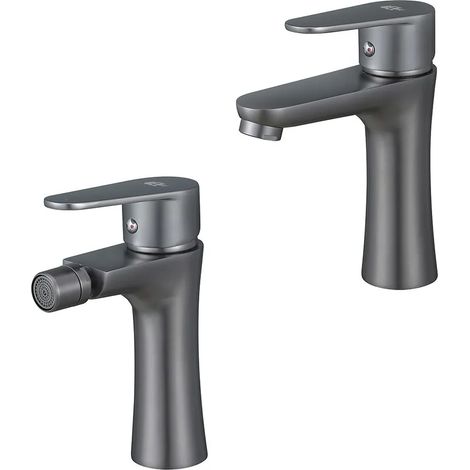 Set miscelatori lavabo e bidet nichel nero satinato serie Lizzy in ottone (1/5)