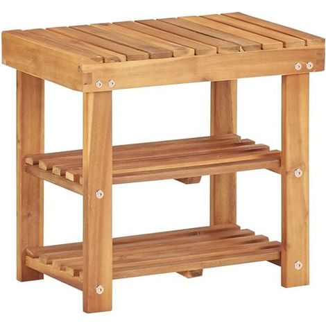 Étagère à chaussures, 50x32x45 cm, en bois d'acacia massif. (1/5)