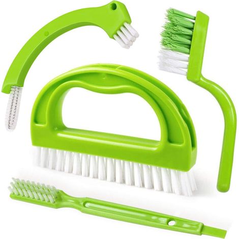 [NON UTILIZZATO] Confezione da 4 spazzole per fughe, spazzola per la pulizia di piastrelle/finestre, spazzola per fughe con manico, spazzola per fughe di piastrelle del bagno, spazzola per fughe per l
