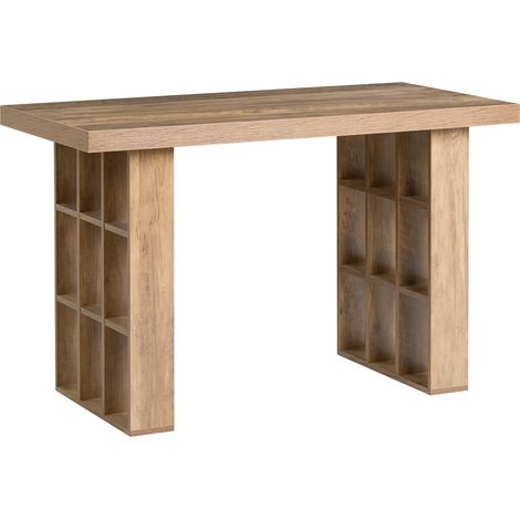 Escritorio para oficina en casa estilo escandinavo con almacenaje de MDF 120 x 60 cm 18 estantes marrón claro Elura (1/5)