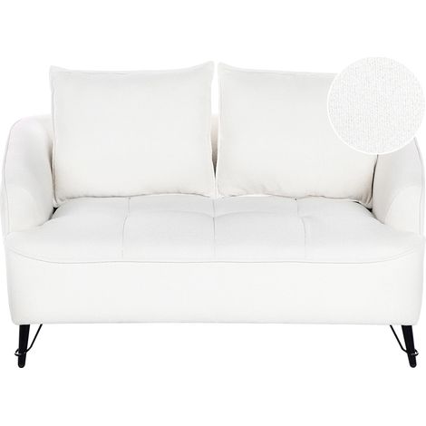 Sofá bouclé 2 plazas tapizado poliéster acolchado Blanco Hobro