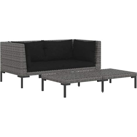 Maison Exclusive - 3-tlg. Garten-Lounge-Set Dunkelgrau Halbrundes (1/5)