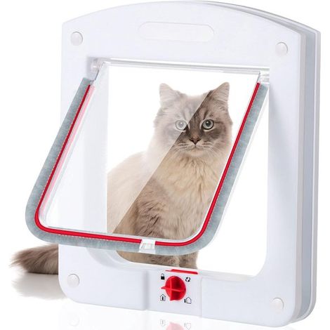 Chatière – Chatière extérieure – Chatière pour animaux – Chatière intérieure – Petite chatière – Accès contrôlé – Plastique – Blanc (1/5)