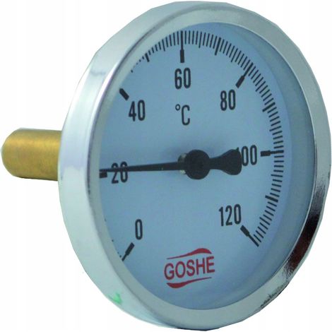 AXIAL-BIMETALLTHERMOMETER 63MM 0-120°C 1/2""
